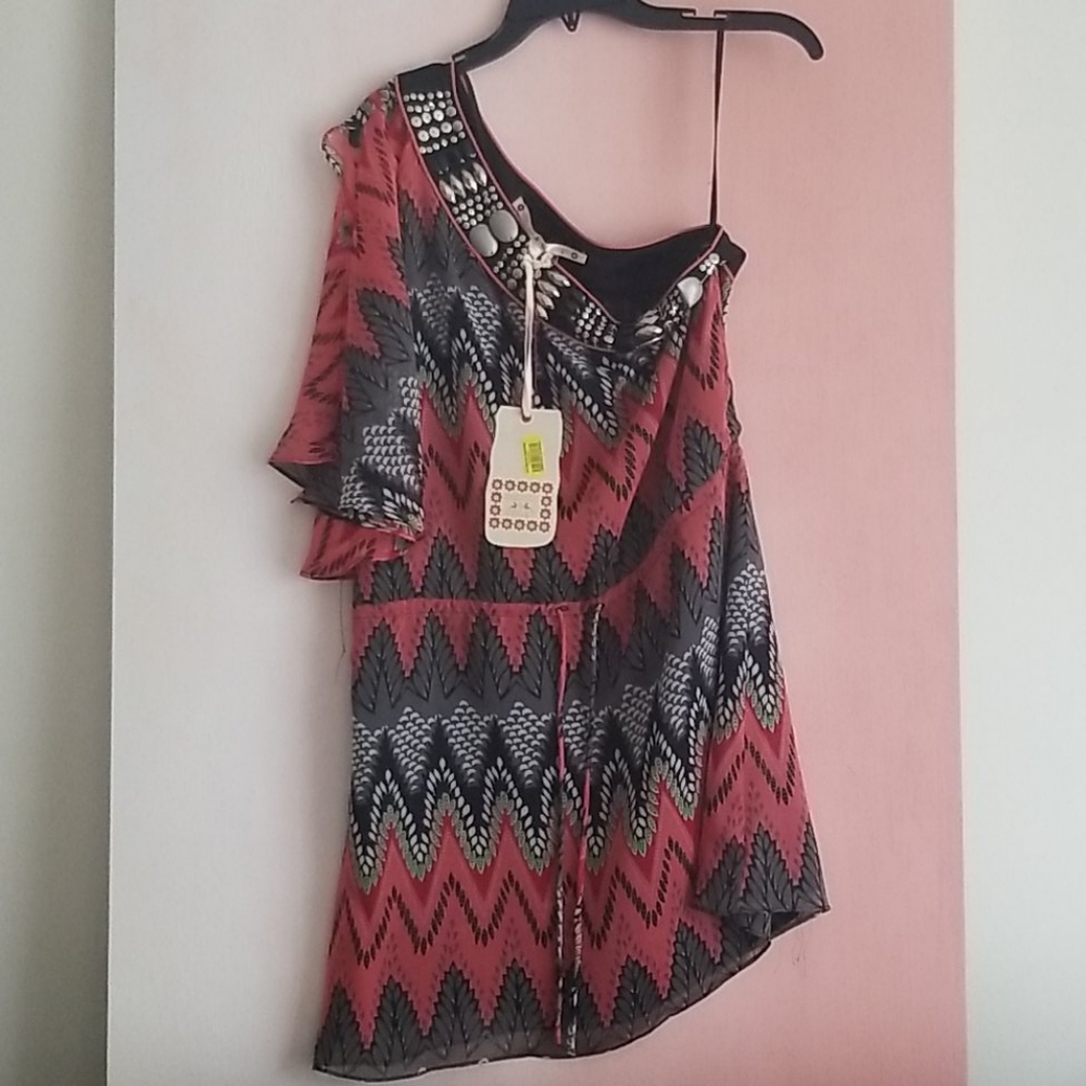 CHELSEA & VIOLET One-shoulder Print Dress